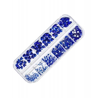 Комплект камъчета за нокти - различни форми, сини