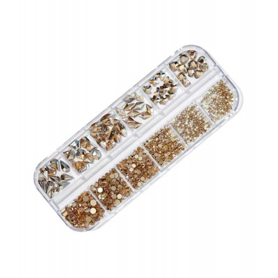 Комплект камъчета за нокти - различни форми, златни