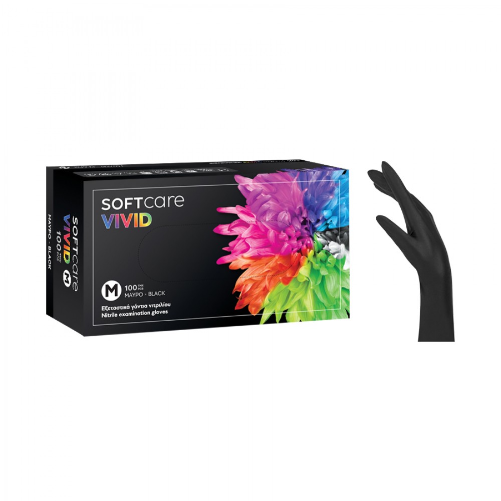 Ръкавици нитрил Soft Care VIVID-черни 100 бр/кут