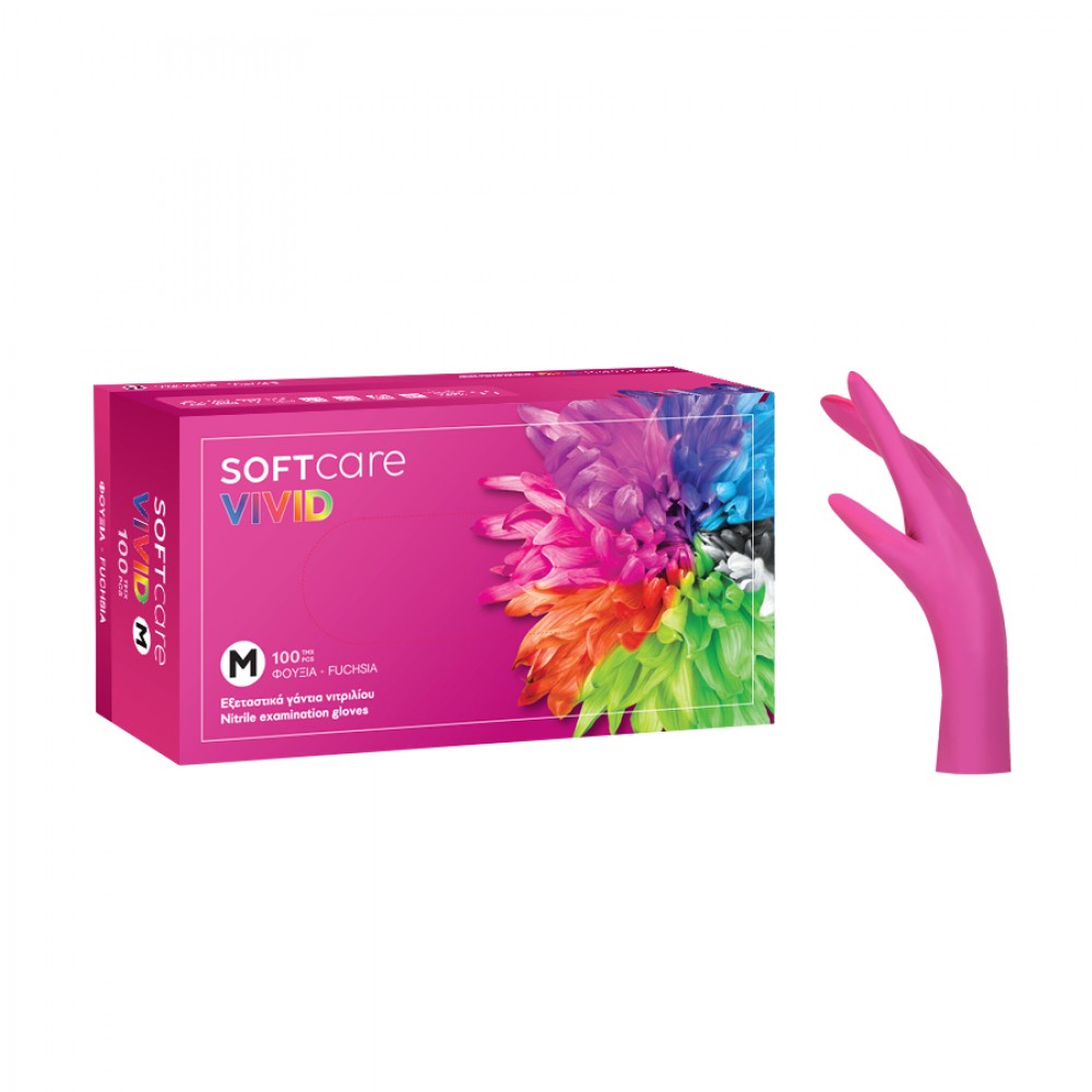 Ръкавици нитрил Soft Care VIVID-розови 100 бр/кут